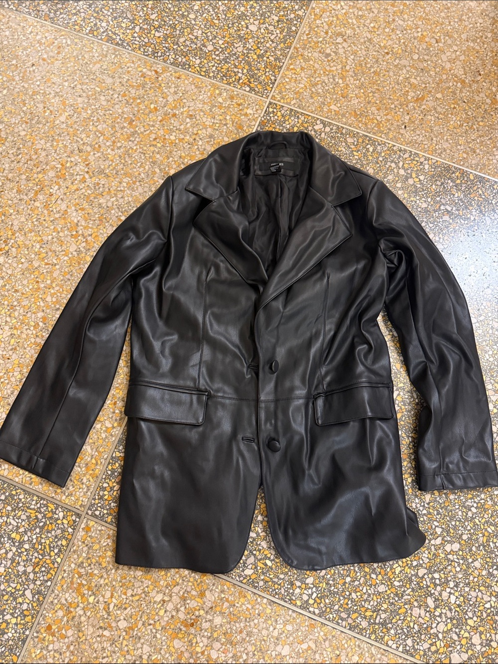 Forever 21 Black Faux Leather Blazer Jacket